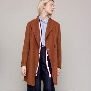 Kennth Cole New York Women's Rust Coat with Ribbed Sleeves